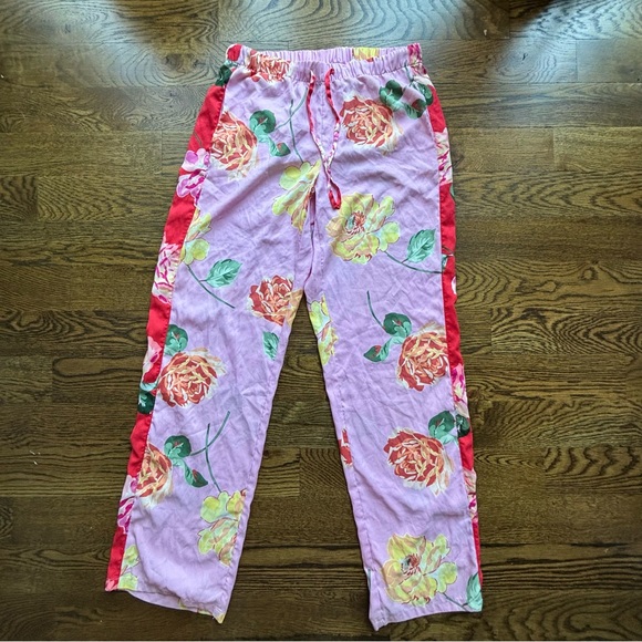 Victoria's Secret Other - Victoria's Secret Floral Satin Pajama Pants - Pink and Red